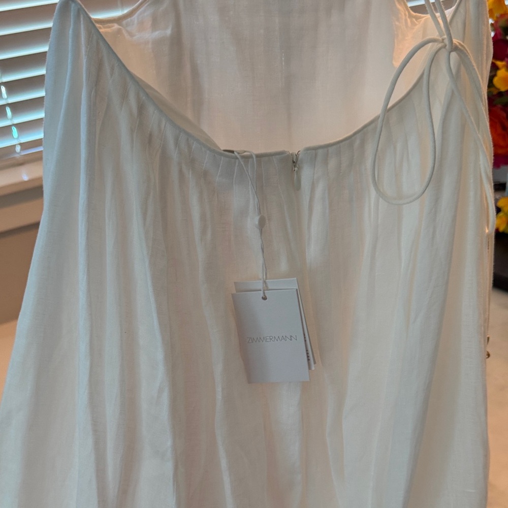 New with tags Zimmermann Rhiannon Scalloped Linen Midi Dress - Picture 15 of 15